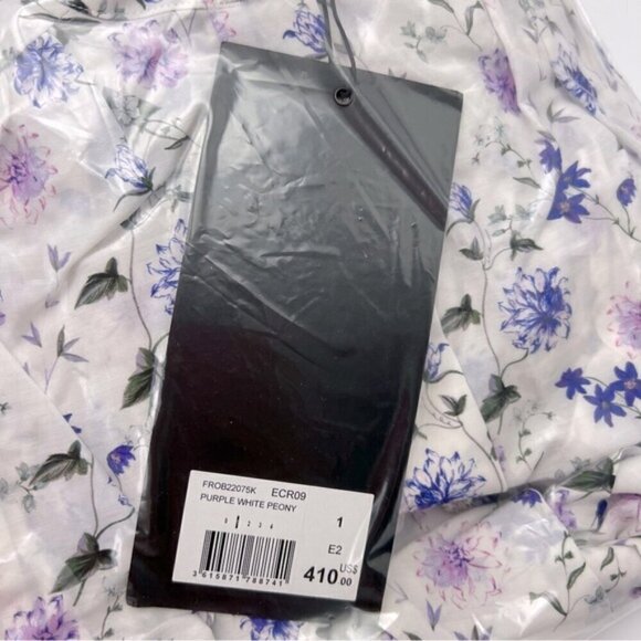 The Kooples - Short Printed Dress with Long Sleeves - Ecru/Lavender. Size:1(US). - Picture 5 of 16